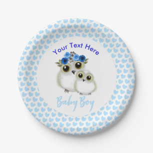 Assiettes En Carton Mère Bébé Cute Hibou Bébé Garçon Douche pers