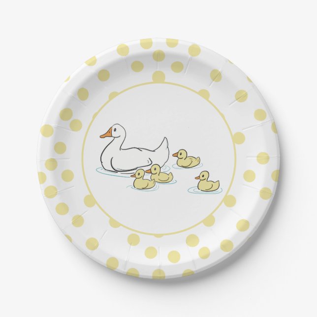 Assiettes En Carton Mère Canard et canettes Baby shower Plaque en papi (Devant)
