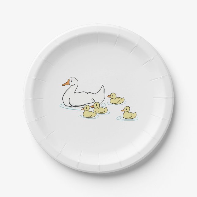 Assiettes En Carton Mère Canard et canettes Baby shower Plaque en papi (Devant)
