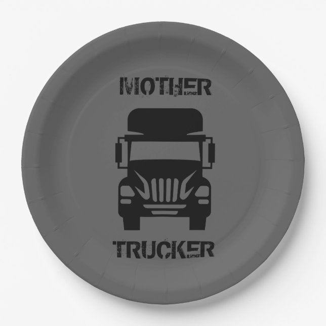 Assiettes En Carton Mère Trucker drôle et cool par Storeman (Devant)