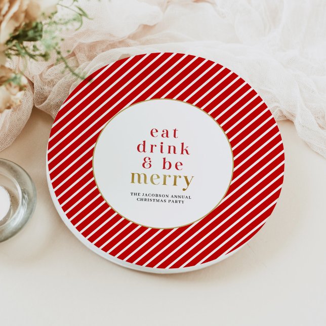 Assiettes En Carton MERI Rouge Manger Boire Soyez Joyeux Noël Vacances (Créateur téléchargé)