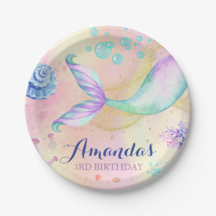 Assiettes En Carton Mermaid Anniversaire magique sous la mer