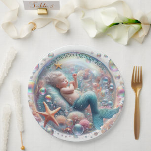 Assiettes En Carton Mermaid Christening