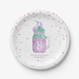 Assiettes En Carton Mermaid Mason Jar Milkshake Girls Âge d'anniversai