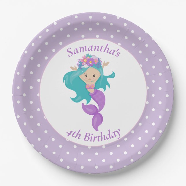 Assiettes En Carton Mermaid Pearl - Ocean Jewel Anniversaire (Devant)