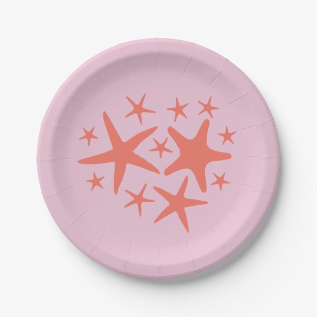Assiettes En Carton Mermaid Starfish Ocean Beach (Devant)