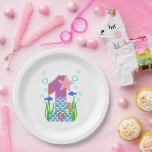 Assiettes En Carton Mermaid Thème 1er Anniversaire