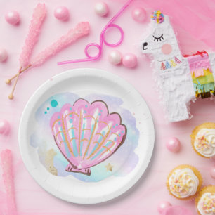 Assiettes En Carton Mermaid Whimsical Sous La Fête D'Anniversaire De L