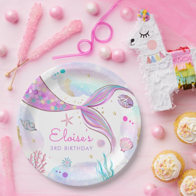 Assiettes En Carton Mermaid Whimsical Sous La Fête D'Anniversaire De L (Fête)