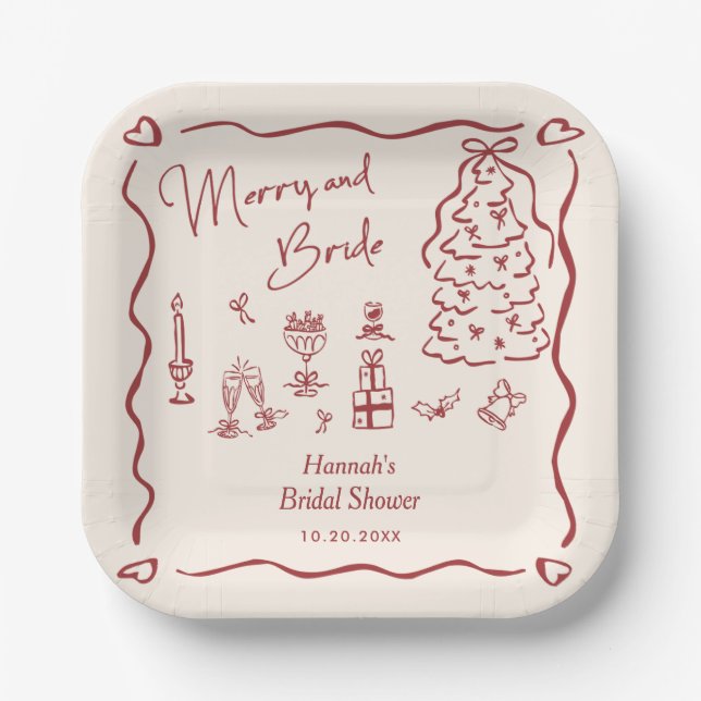 Assiettes En Carton Merry and Bride Whimsical Holiday Bridal Shower (Recto)