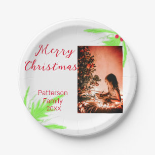 Assiettes En Carton Merry Bright Christmas ajouter nom de famille bien