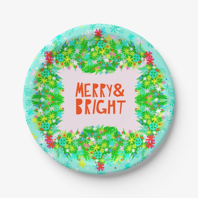 Assiettes En Carton Merry & Bright Wreath (Devant)