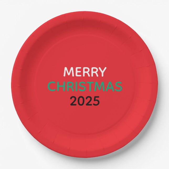 ASSIETTES EN CARTON MERRY CHRISTMAS 2025 PAPER PLATES (Devant)