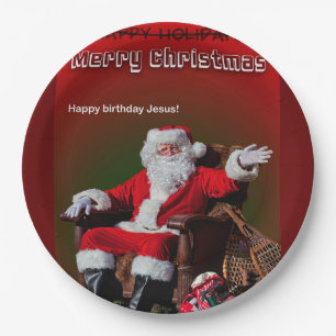 ASSIETTES EN CARTON MERRY CHRISTMAS - JEUX JÉSUS D'ANNIVERSAIRE