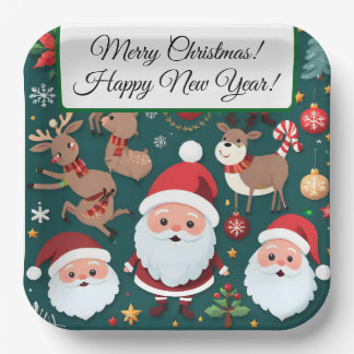 Assiettes En Carton Merry Christmas Paper Plates