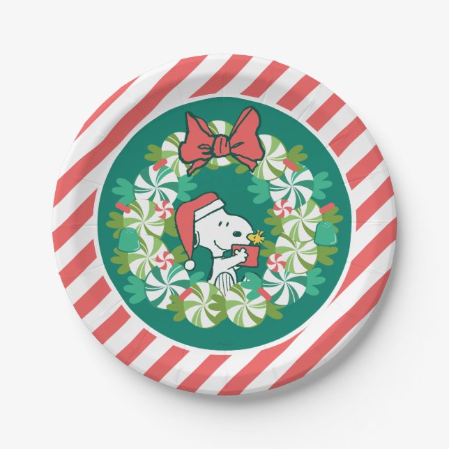 Assiettes En Carton Merry Christmas Peppermenthe Holiday Wreath (Devant)