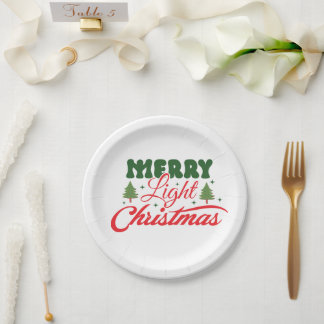 Assiettes En Carton Merry Light Christmas Paper Plate