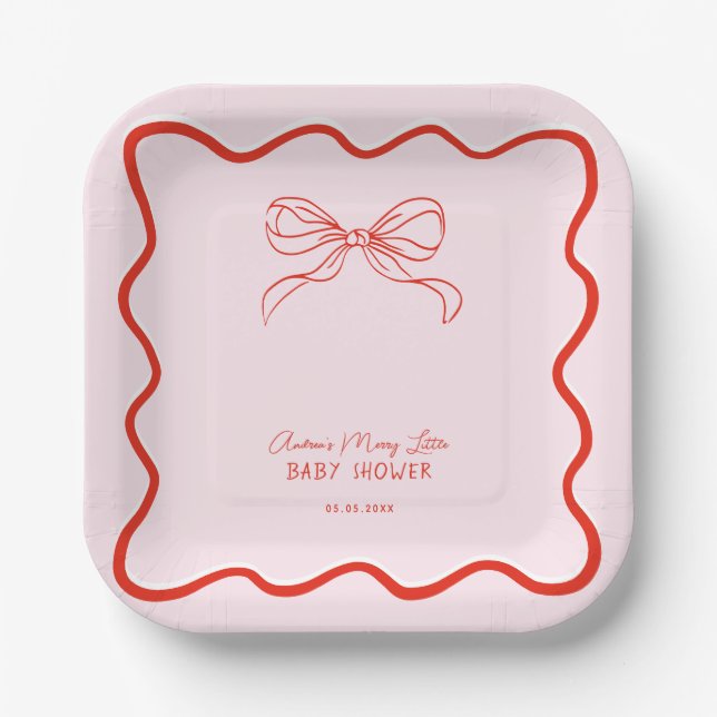 Assiettes En Carton Merry Little Baby Shower Hand Drawn Christmas (Recto)