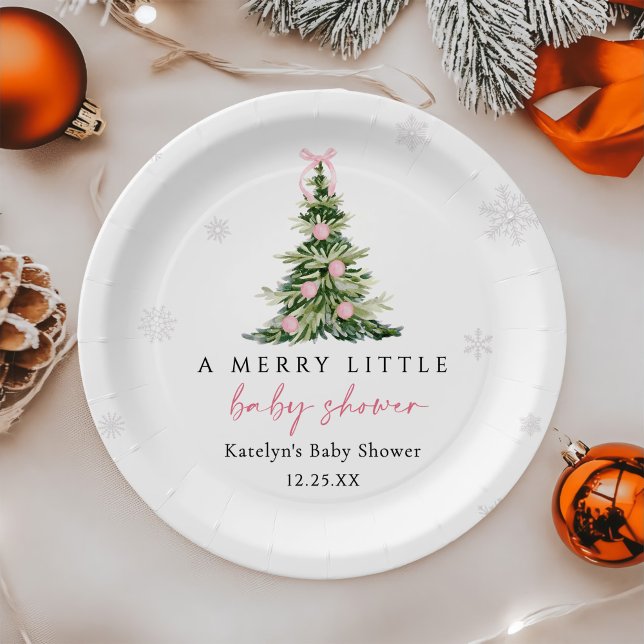Assiettes En Carton Merry Little Christmas Tree Baby Shower (Créateur téléchargé)