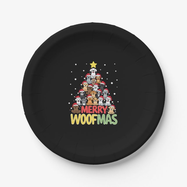 Assiettes En Carton Merry Woofmas - Merry Christmas For Dog Lovers (3) (Devant)