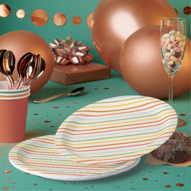 Assiettes En Carton Merveilles naturelles Motif de bande (Multi)