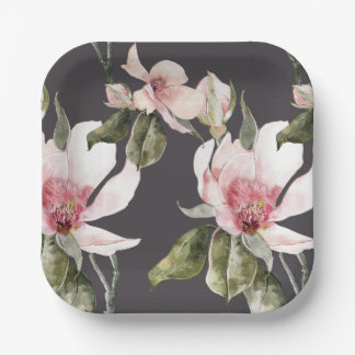 Assiettes En Carton Merveilleux magnolia fleurs et oiseaux