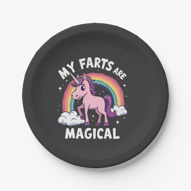 Assiettes En Carton Mes Farts sont Magique Funny Unicorn Arc-en-ciel (Devant)