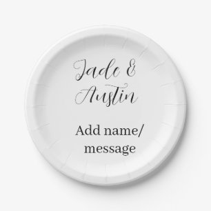 Assiettes En Carton Message de nom de couple de mariage date romantiqu