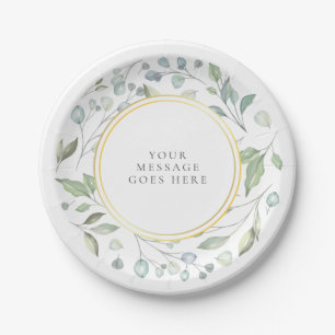 Assiettes En Carton Message de verdure de guirlande élégante