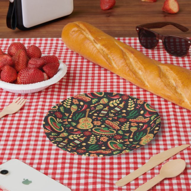 Assiettes En Carton Mexican Cinco De Mayo Pattern  (Pique-nique)