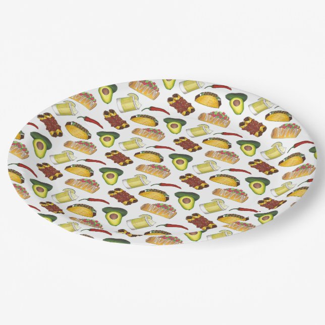 Assiettes En Carton Mexique Tex Mex Nourriture Taco Enchilada Chimicha (Angle)