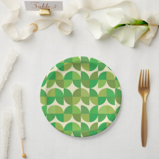 Assiettes En Carton Mi-siècle Abstrait Mint Olive Green Motif