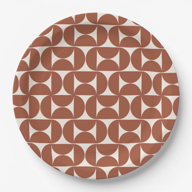 Assiettes En Carton Mi-siècle Moderne Motif rouille Terracotta (Devant)