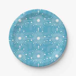 Assiettes En Carton Mi-siècle moderne Spoutnik atomique Snowflake MOD