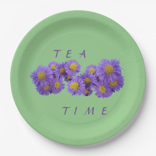 Assiettes En Carton Michaelmas Daisy Cust. Plaque de papier vert