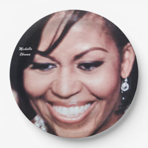 Assiettes En Carton MICHELLE OBAMA, plaque AMÉRICAINE FIRST LADY