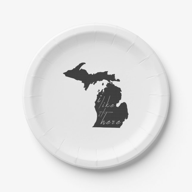 Assiettes En Carton Michigan J'Aime Ça Ici Papier (Devant)
