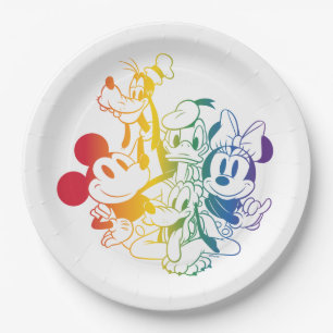 Assiettes En Carton Mickey et amis heureux Rainbow