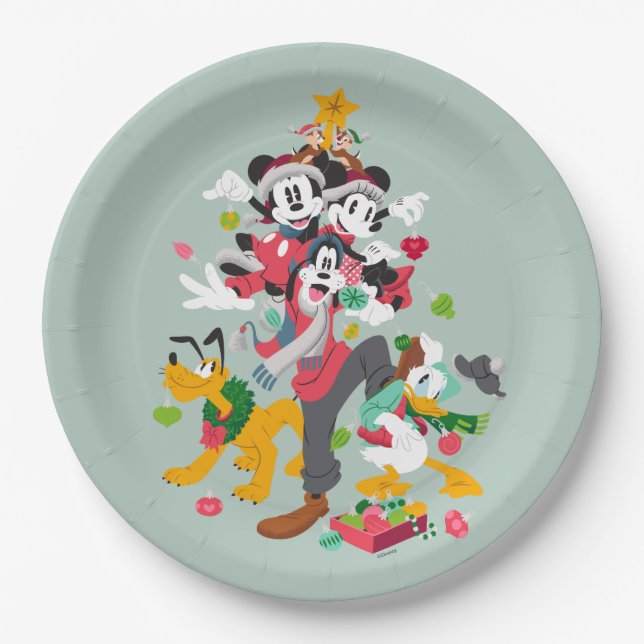 Assiettes En Carton Mickey et ses amis | Pyramide de Noël (Devant)