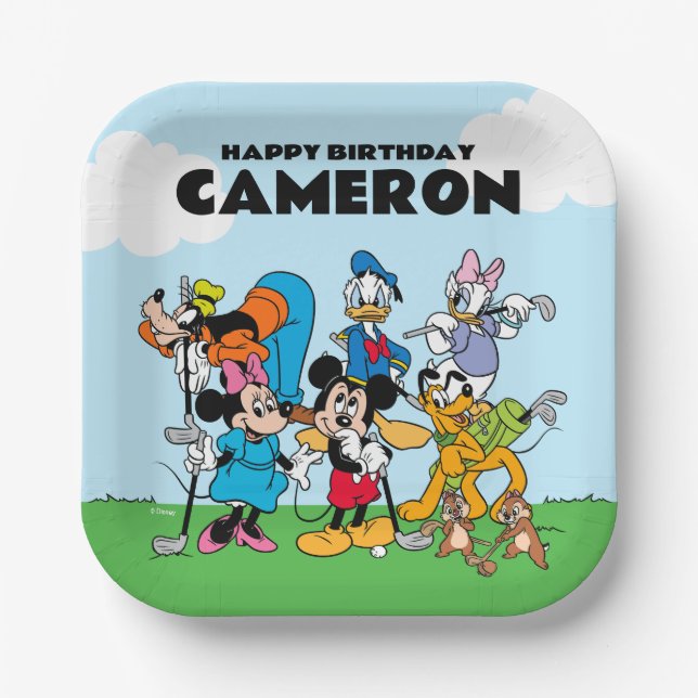 Assiettes En Carton Mickey & Friends Golf Anniversaire (Recto)