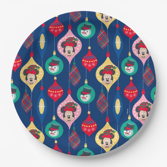 Assiettes En Carton Mickey & Friends | Motif de l'ornement de Noël (Devant)