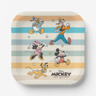Assiettes En Carton Mickey & Friends Rétro Stars and Stripes Graphique