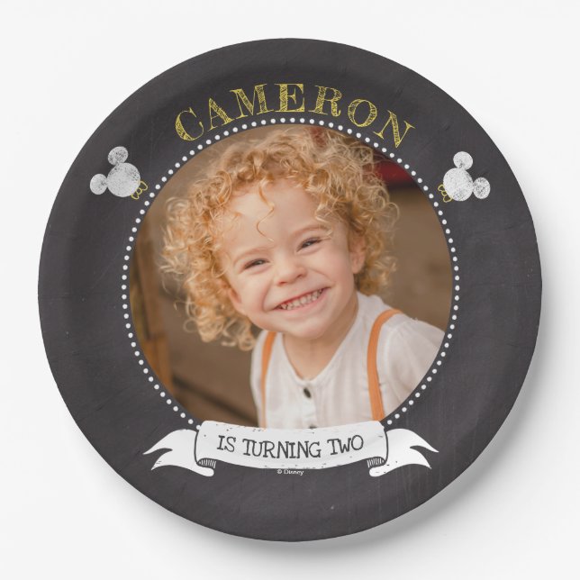 Assiettes En Carton Mickey Icône Tableau noir Photo (Devant)