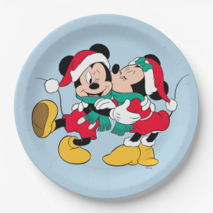 Assiettes En Carton Mickey & Minnie   Christmas Kisses