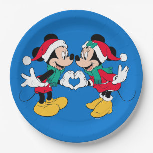 Assiettes En Carton Mickey & Minnie   Christmas Love
