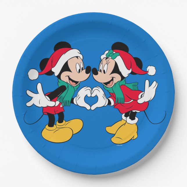 Assiettes En Carton Mickey & Minnie | Christmas Love (Devant)