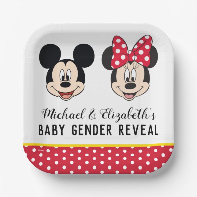 Assiettes En Carton Mickey & Minnie | Garçon ou fille - Révélation de  (Recto)