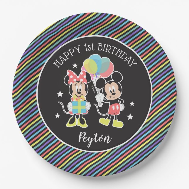 Assiettes En Carton Mickey & Minnie | Heure de la fête (Devant)