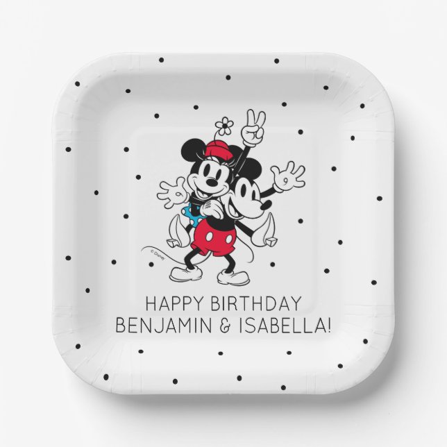 Assiettes En Carton Mickey & Minnie | Jumeaux (Recto)