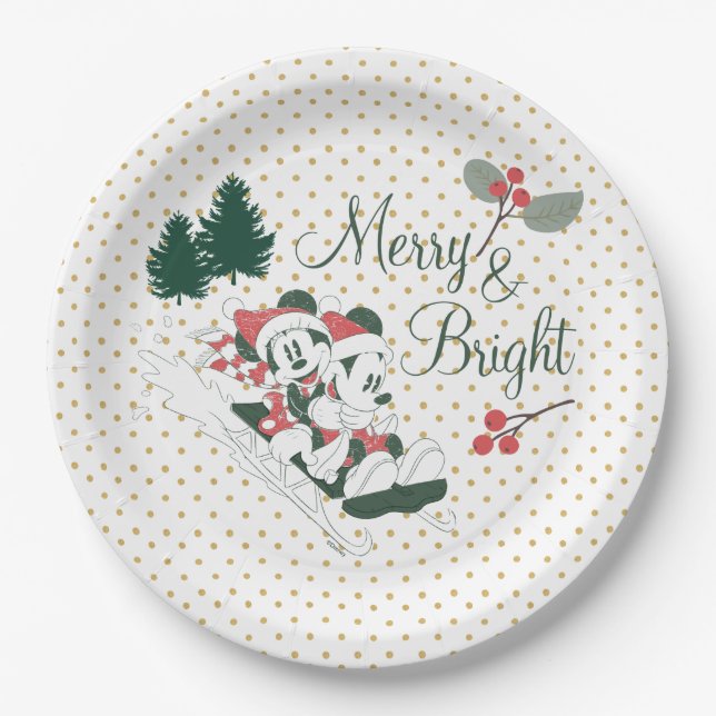 Assiettes En Carton Mickey & Minnie | Merry & Bright (Devant)